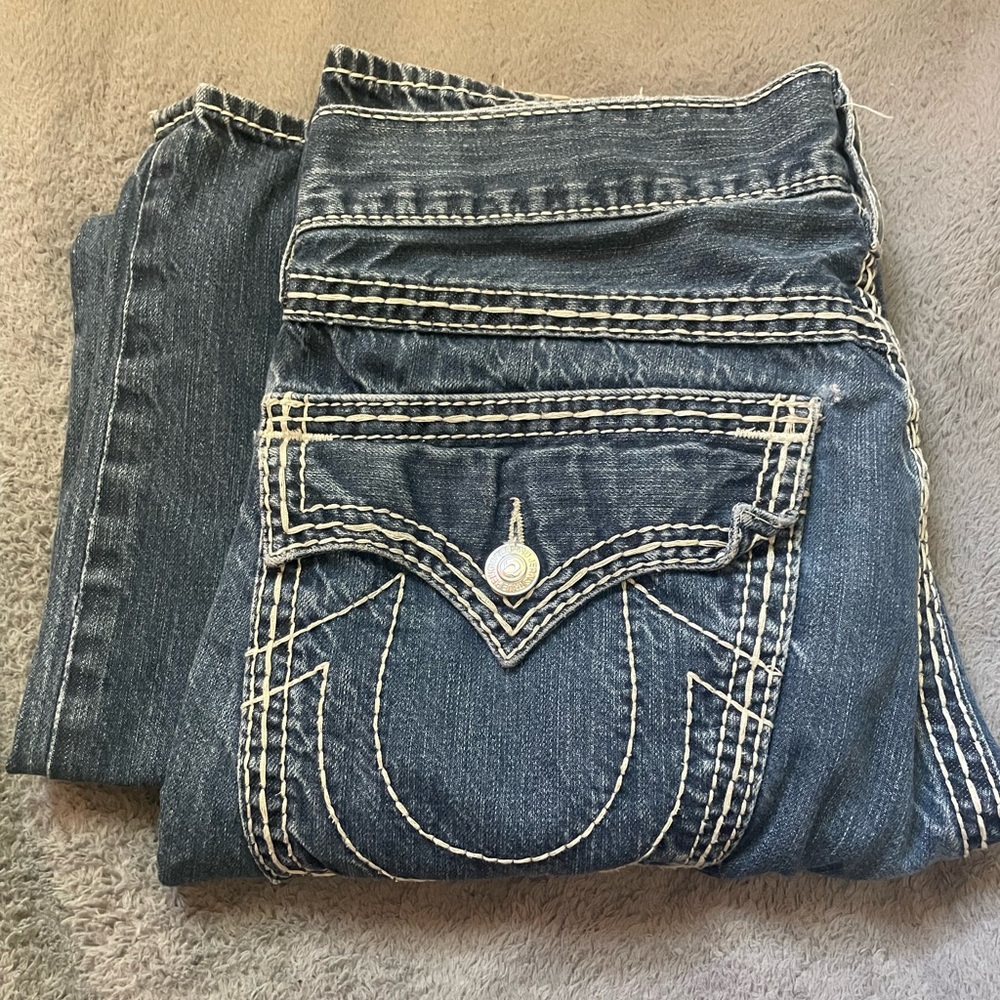 true Religion White Stitched Denim Rare